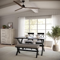 4-Piece Dining Set includes Table, Bench and 2 Side Chairs